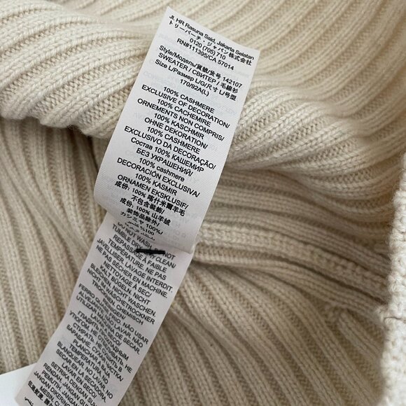 Tory Burch 100% cashmere ribbed sweater, cream, size L - Picture 11 of 12